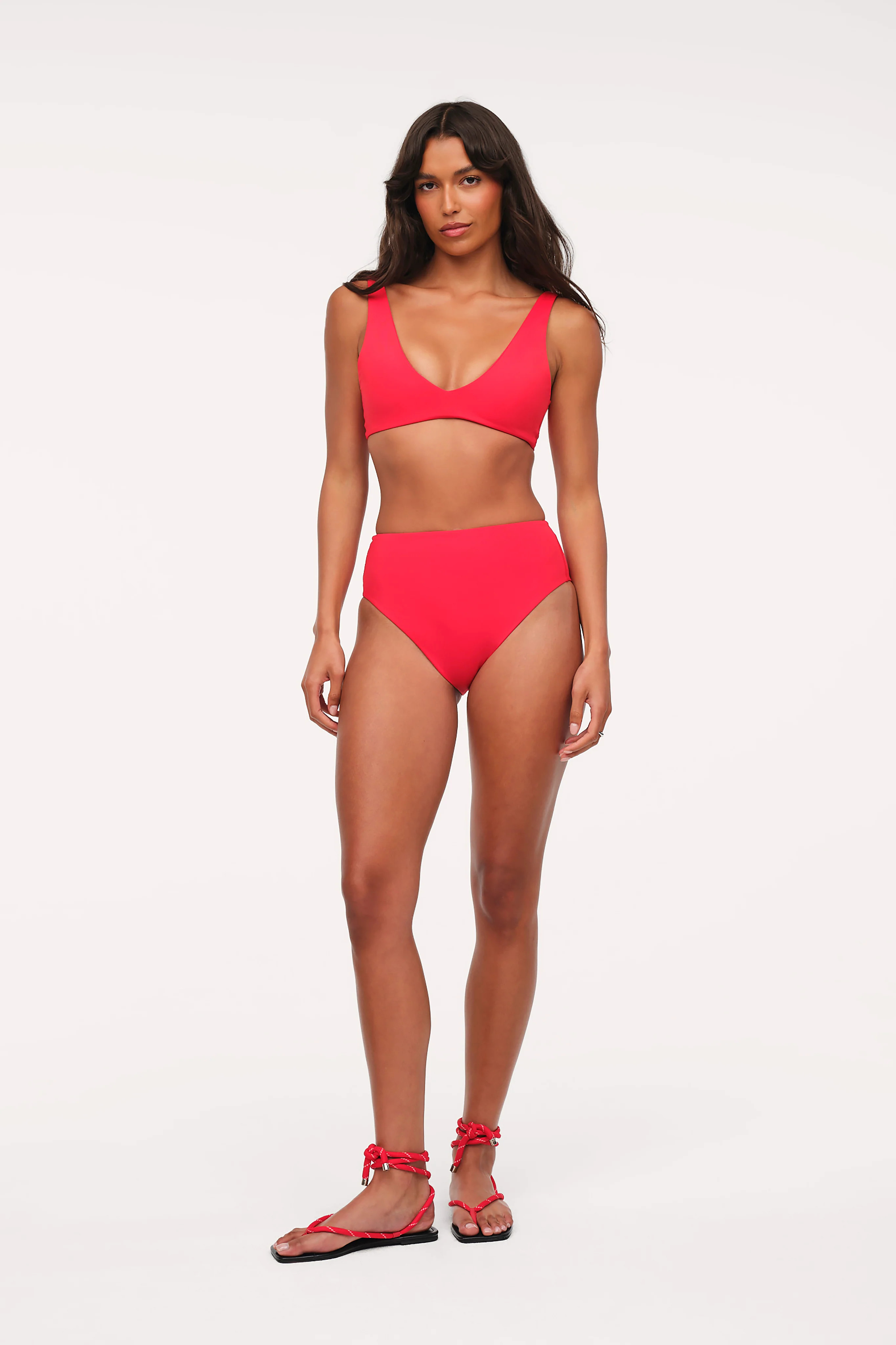 High Waist Bikini Bottom | Smooth Cayenne | nuuds