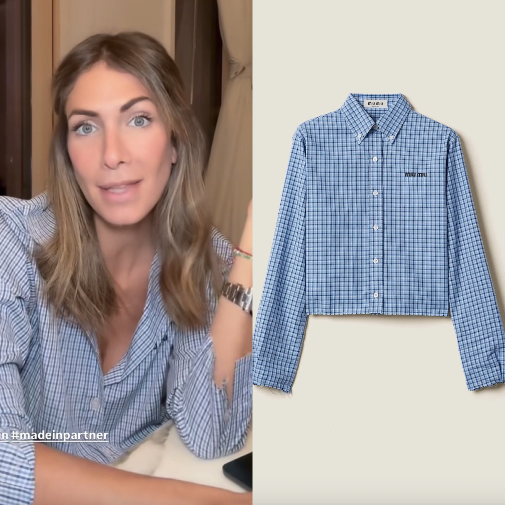 Erin Lichy’s Blue Check Print Shirt  📸= @erindanalichy 
