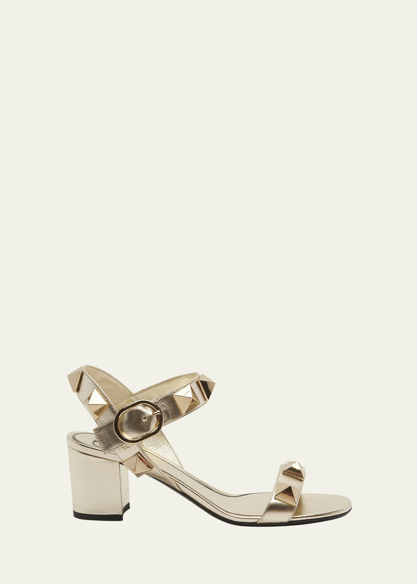 Valentino Garavani Roman Stud Metallic Ankle-Strap Sandals | Bergdorf Goodman