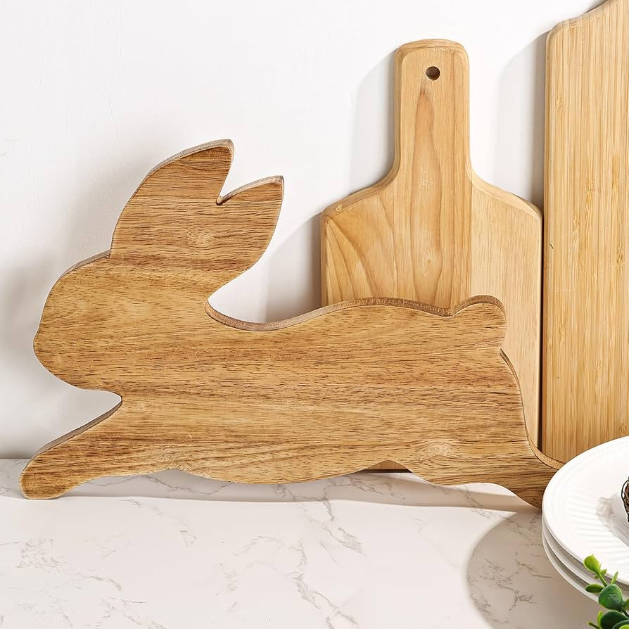 Easter Decorations: Cute Bunny Shaped Wooden Table Centerpiece Signs Cutting Board, Farmhouse Jum... | Amazon (US)