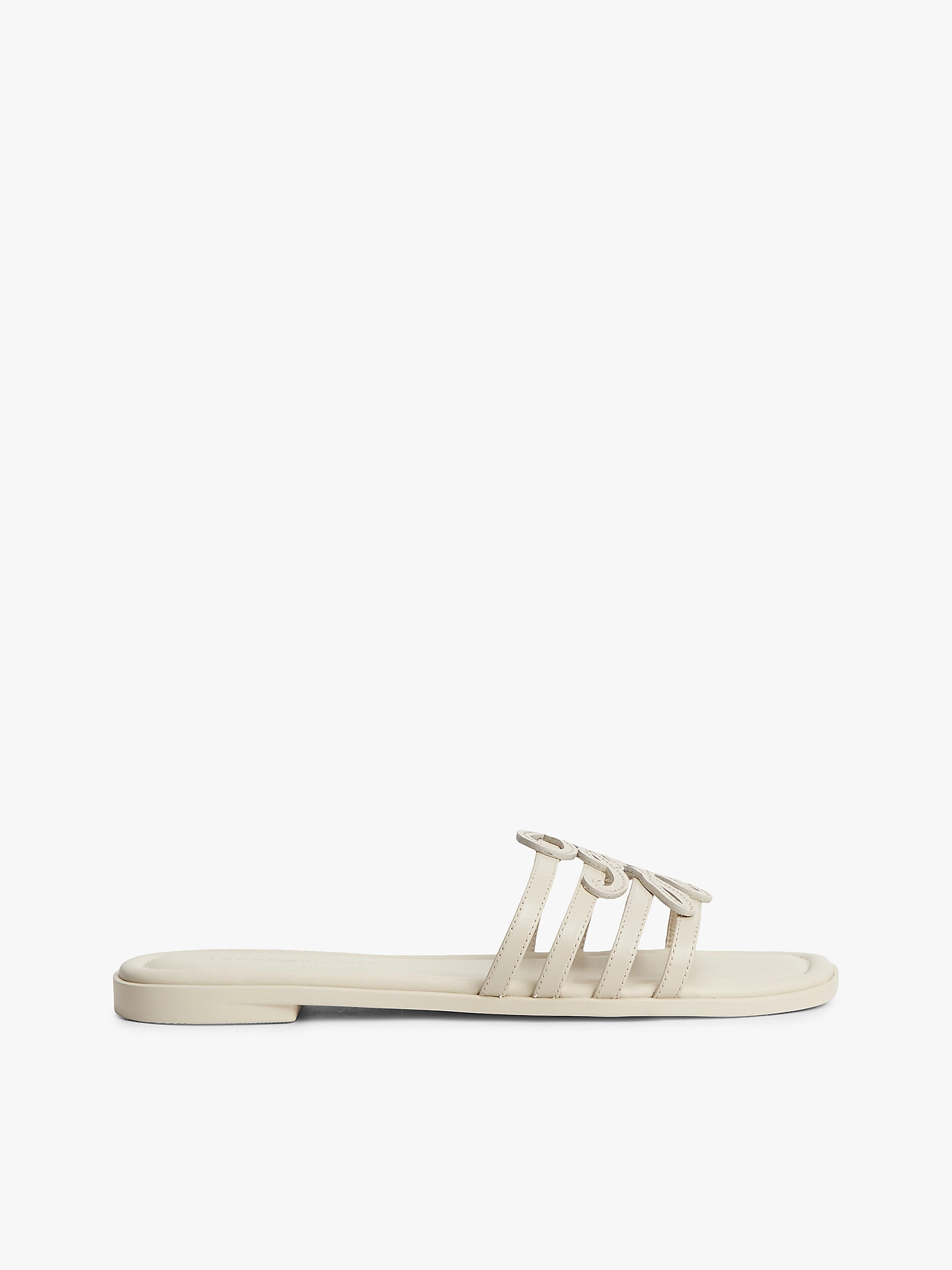 Logo Strap Leather Mules | Beige | Tommy Hilfiger | Tommy Hilfiger UK
