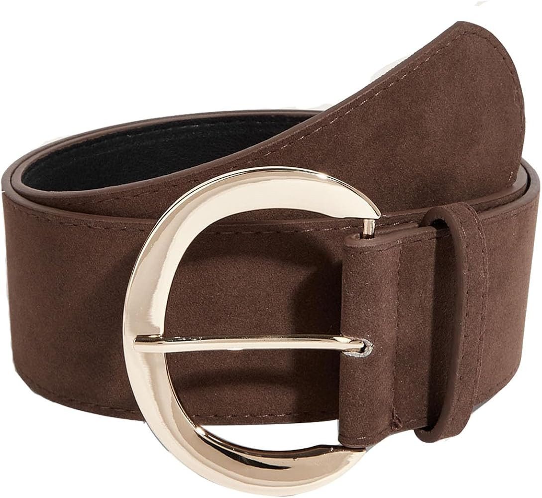 Fashion Women's Retro Wide Faux Suede Leather Waist Belt for Jeans Dress Coats Casual Wear | Amazon (US)