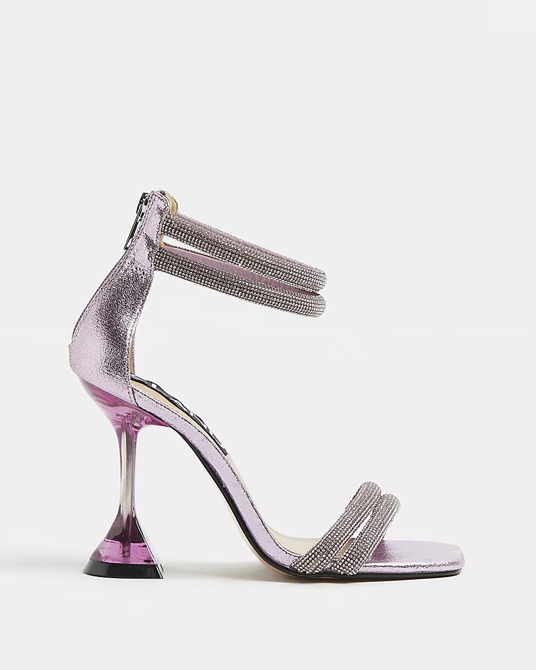 Pink embellished Perspex heeled sandals | River Island (UK & IE)