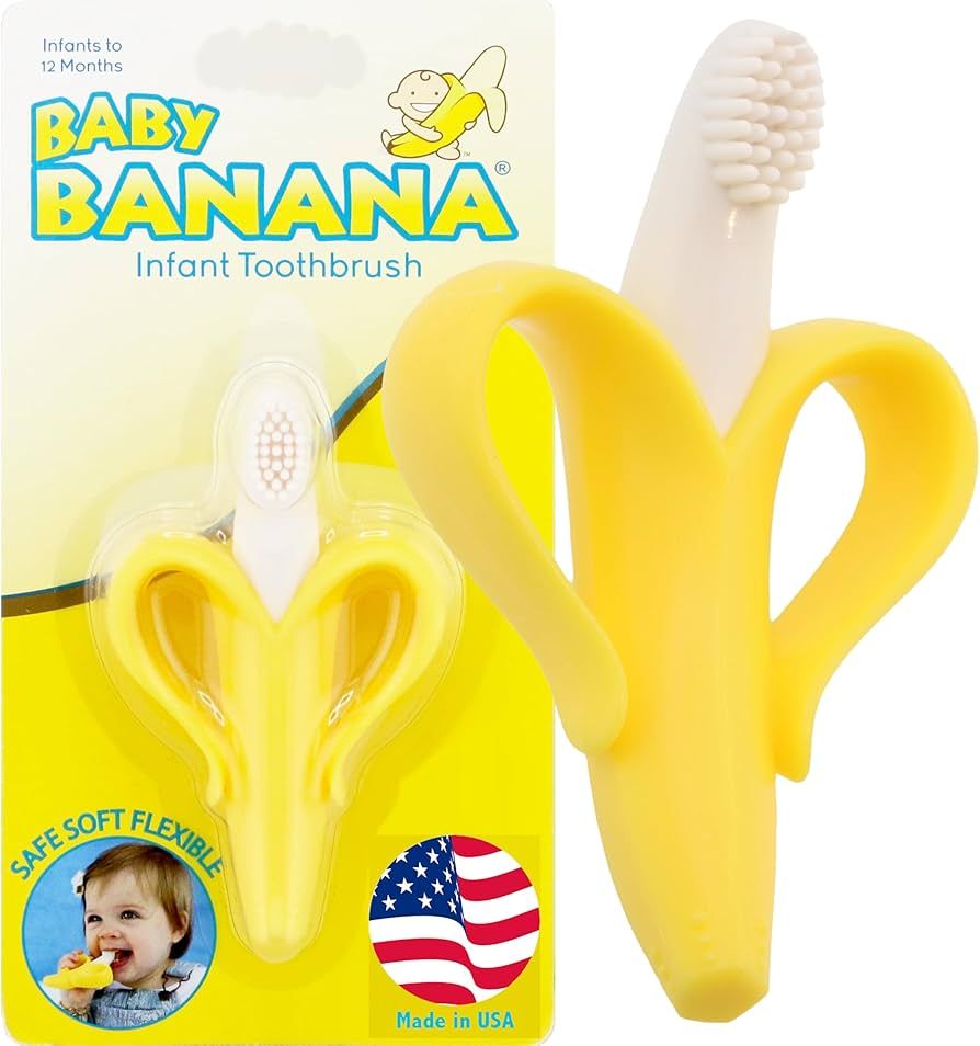 The Original Baby Banana Toothbrush Teether Toy, for Babies Infants Toddlers; USA Family-Owned Bu... | Amazon (US)