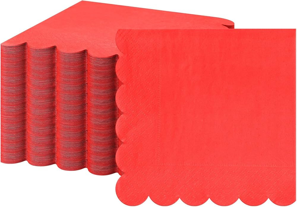 Fuutreo 200 Pcs Scalloped Cocktail Napkins Thick Paper Napkins Disposable Party Napkins Beverage ... | Amazon (US)