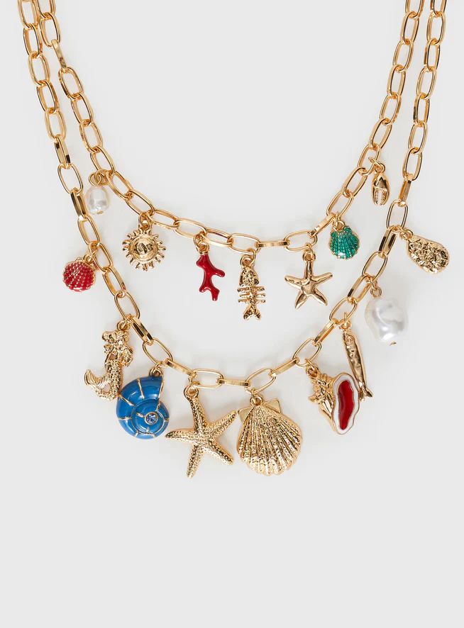 Sealife Charm Necklace Gold | Princess Polly US