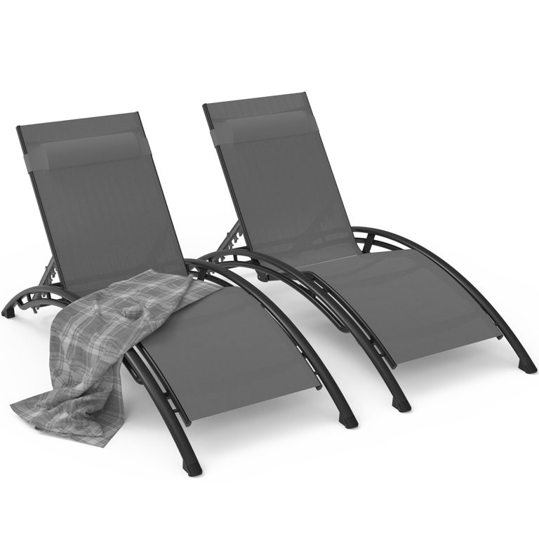 Domi Outdoor Chaise Lounge Set of 2 Patio Recliner Chairs with Adjustable Backrest and Removable ... | Walmart (US)
