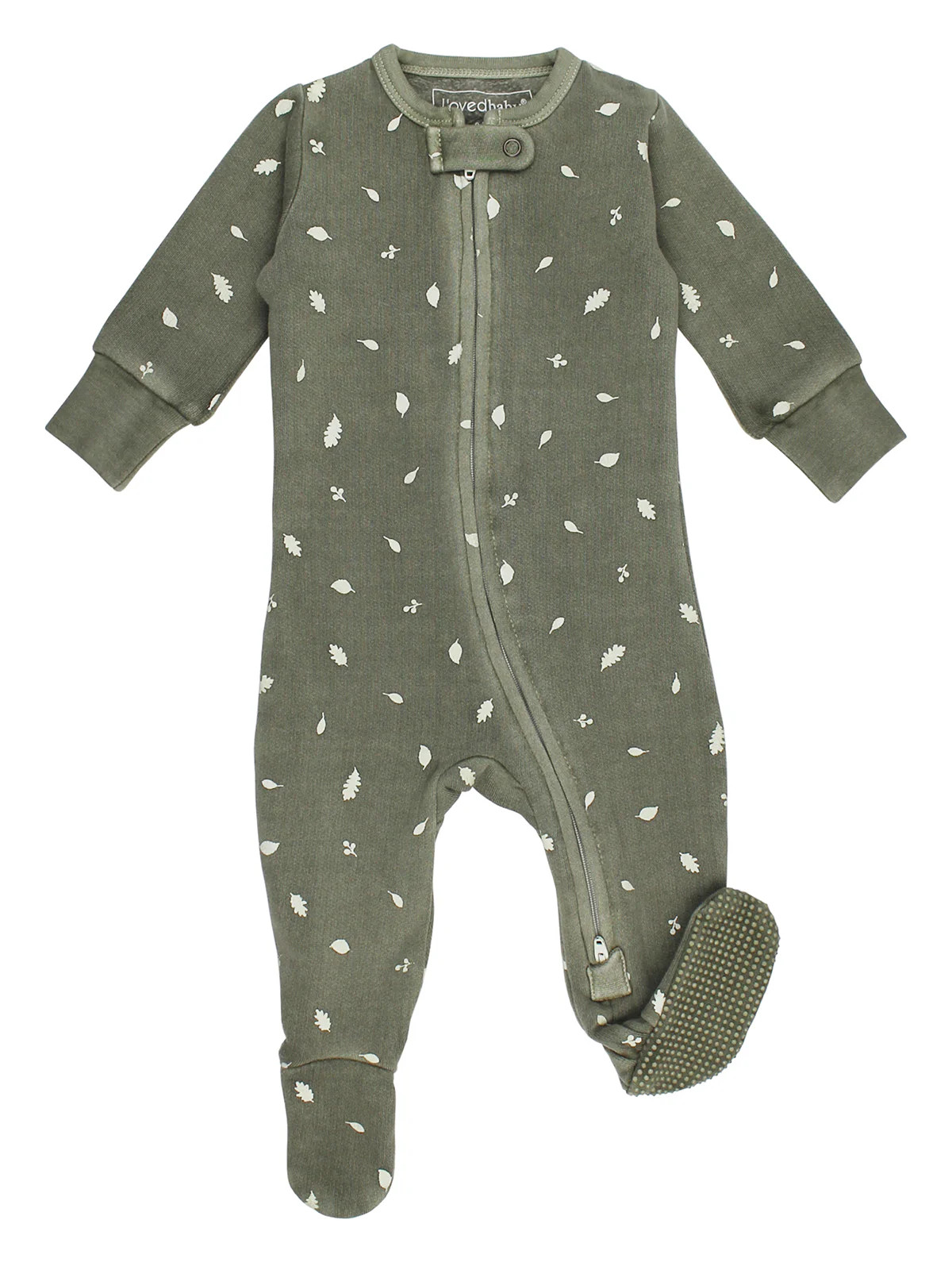 Organic Cozy 2-Way Zipper Footie, Hunter Leaves | SpearmintLOVE