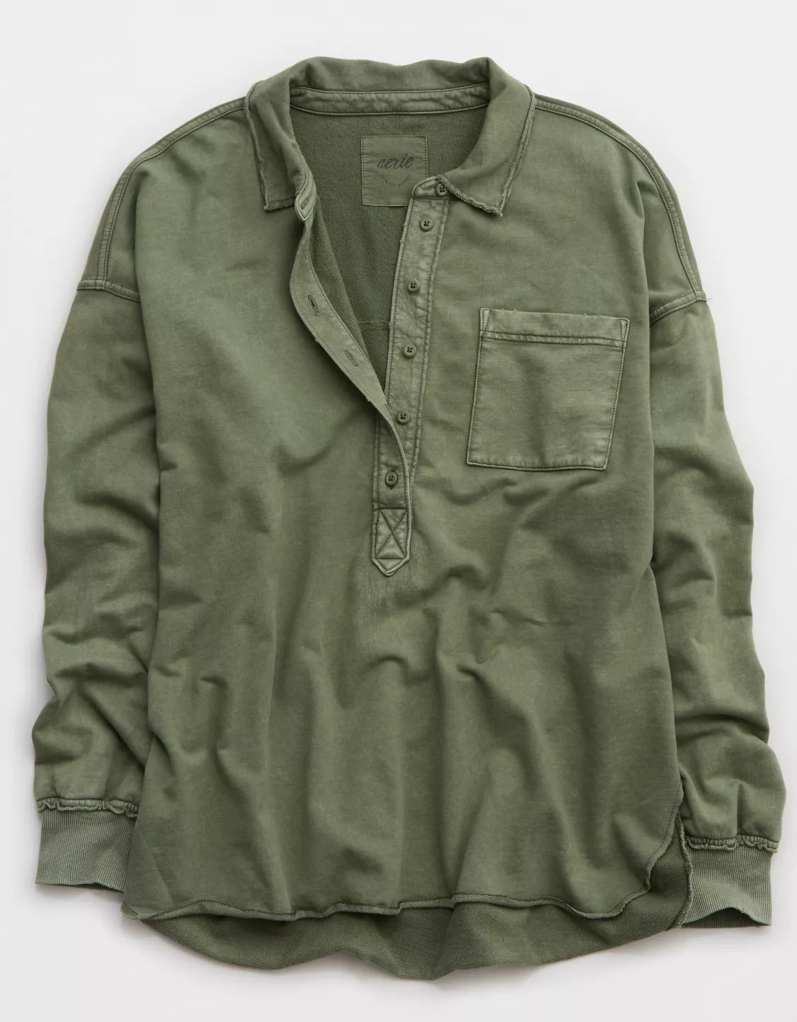Aerie Take It Easy Popover Polo Sweatshirt | Aerie