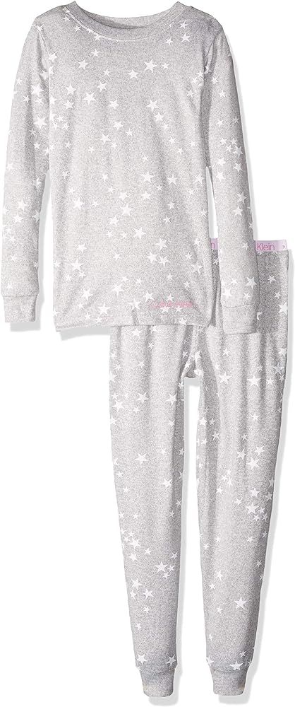 Calvin Klein Girls' Little 2 Piece Sleepwear Top and Bottom Long Sleeve Pajama Set Pj | Amazon (US)