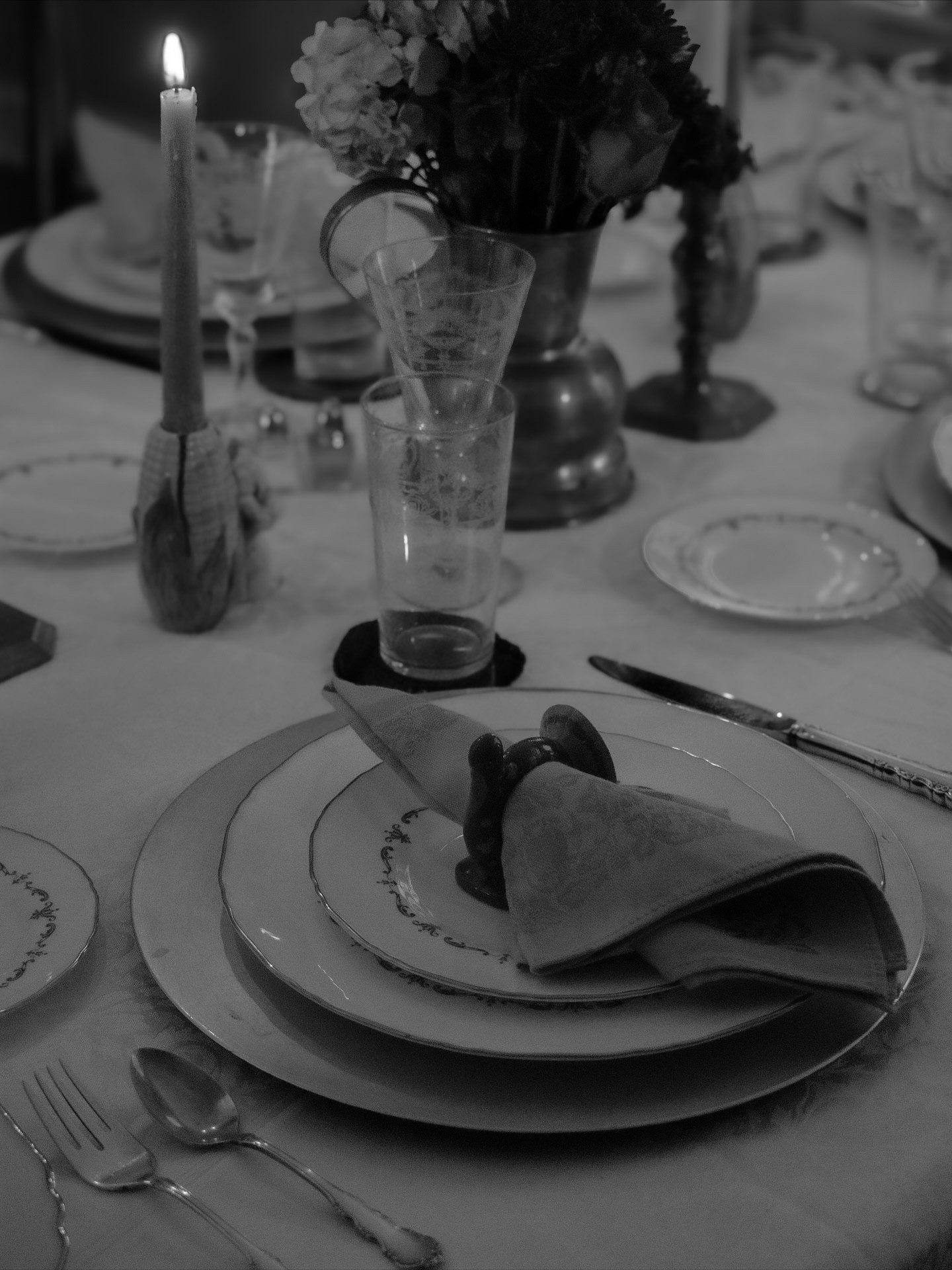 We took over hosting Thanksgiving last year - cheers to new traditions ✨

Tablescape adorned with Bryce Crystal from the 1920s, antique silverware, Royal Worcester Silver Chantilly Bone China from the 1960s, Mom’s vintage turkey decor, vintage linen napkins, dried wedding flowers + a fresh bouquet from @lizdeeleyo in vintage brass vessels ✨

“Royal Worcester is a porcelain brand based in Worcester, England. It was established in 1751 and is believed to be the oldest remaining English porcelain brand still in existence today. ‘Bone china’ is a type of ceramic material used to make tableware and teaware that is known for being lightweight, durable, and translucent. Bone china is made from a combination of bone ash, china clay, china stone, and sometimes porcelain clay. The bone ash is usually made from cow bones and is considered a higher quality material than porcelain.” 
Special thanks to @bjspates for gifting us the comlete Chantilly set - it’s a privledge to share stories through treasures passed down from family + friends ✨

#thanksgiving #thanksgivingtablescape #tablescape #vintage #vintagestyle #stylist #photographer #tabledecor

#LTKHoliday #LTKGiftGuide #LTKHome