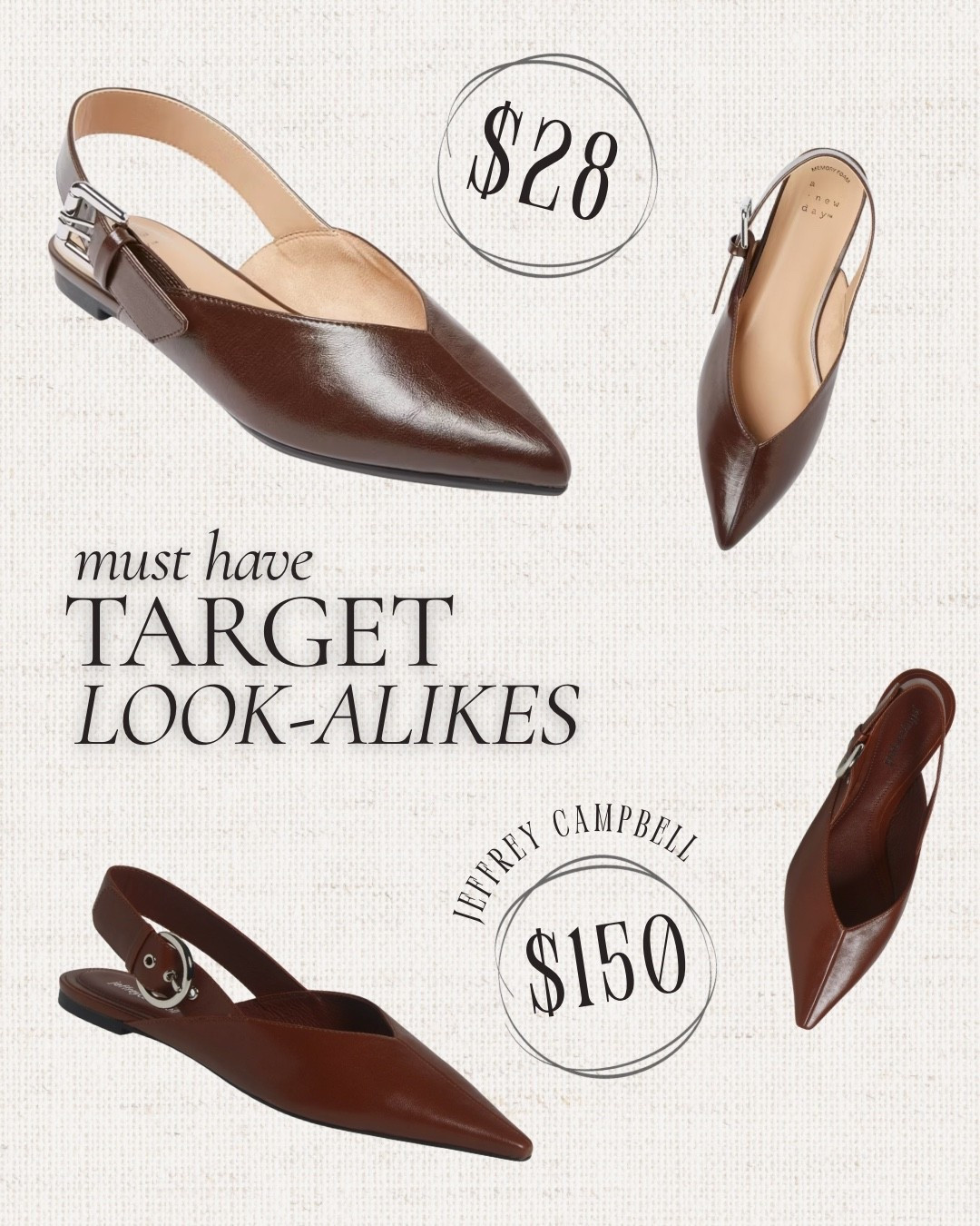 Cute pointy toe sling back flats perfect for fall!  Beautiful brown tone. 

Slingback || fall flats || classy flats || classic flat 

#LTKShoeCrush #LTKFindsUnder50