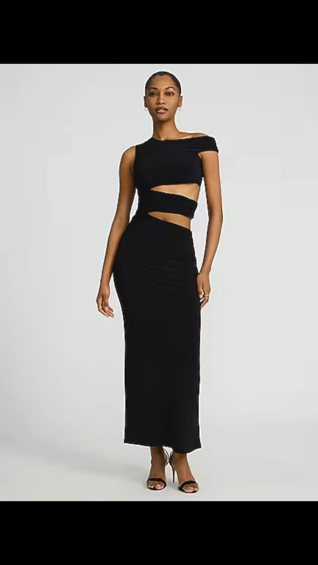 Sexy and simple, this black knit dress is perfect for date night. Complete with a subtle off the shoulder neckline, flattering asymmetrical cutouts, and a long maxi skirt. Pair with your favorite heels for a perfect night-out look.

#ltkdress 
#sexydress 
#cutoutdress 

#LTKMidsize #LTKValentine #LTKdayinmylife
