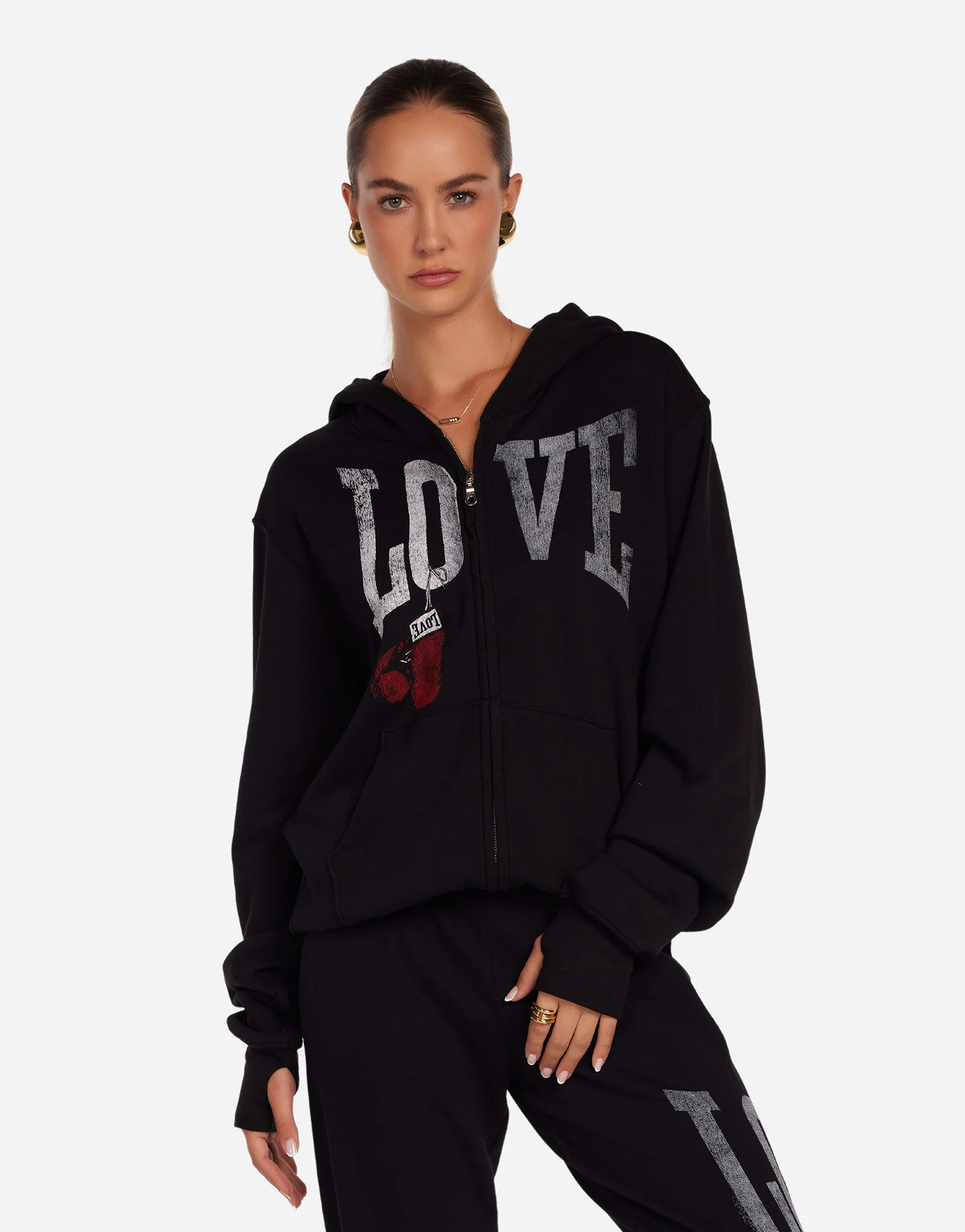 Vintage Boxing Love Hoodie in Black | Hezly by Lauren Moshi | Lauren Moshi