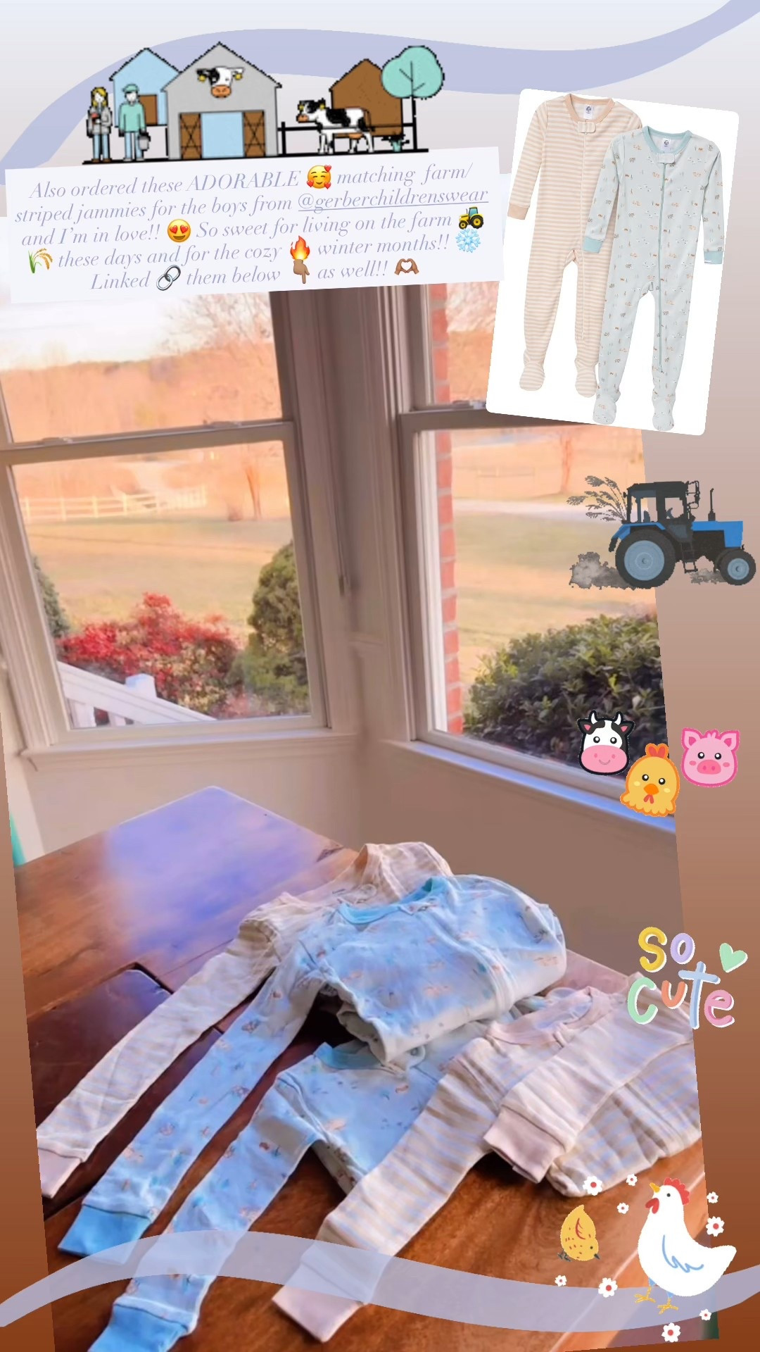 Also ordered these ADORABLE 🥰 matching  farm/striped jammies for the boys from @gerberchildrenswear and I’m in love!! 😍 So sweet for living on the farm 🚜🌾 these days and for the cozy 🔥 winter months!! ❄️  Linked 🔗 them below 👇🏽 as well!! 🫶🏽