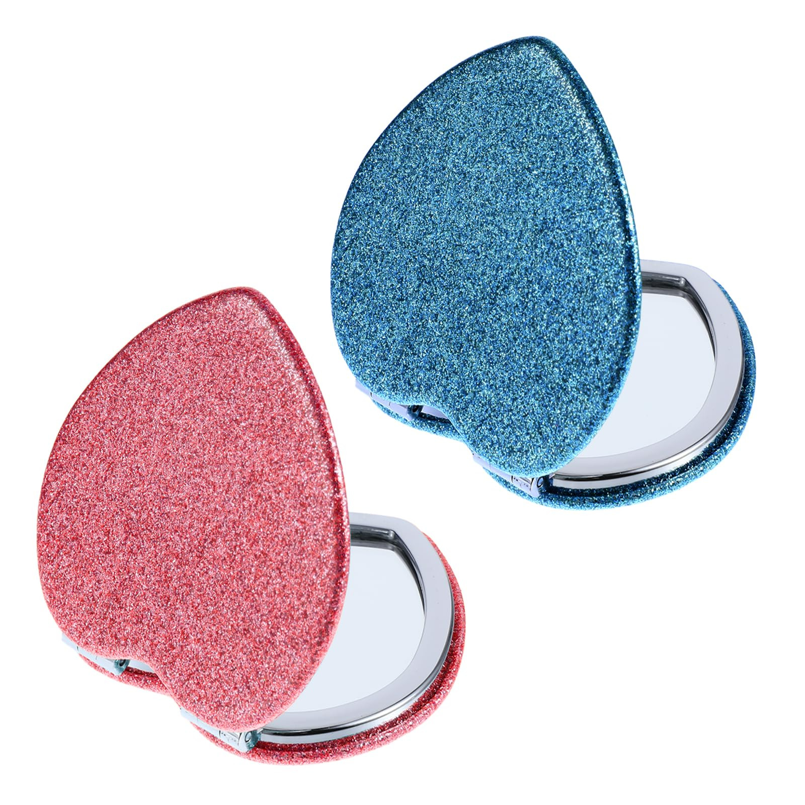 2 Pcs Glitter Compact Mirror for Girls, Folding Heart Shaped Makeup Mirror, Double-Sided Cute Cos... | Amazon (US)