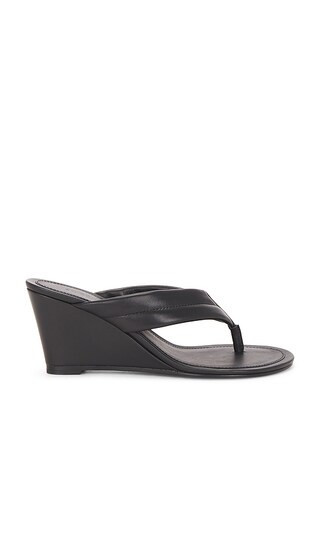 St. Agni Stitch Detail Thong Wedge Sandal in Black. - size 38 | Revolve Clothing (Global)