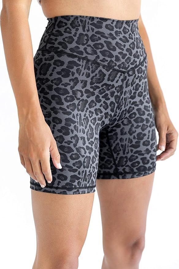 Kamo Fitness High Waisted Yoga Biker Shorts 6" Inseam Butt Lifting Leopard Workout Pants Tummy Co... | Amazon (US)