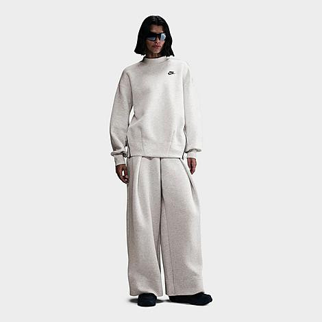 Nike Women's Sportswear Tech Fleece Oversized Crewneck Sweatshirt in Light Grey/Heather/Black Size: Large | JD Sports (US)