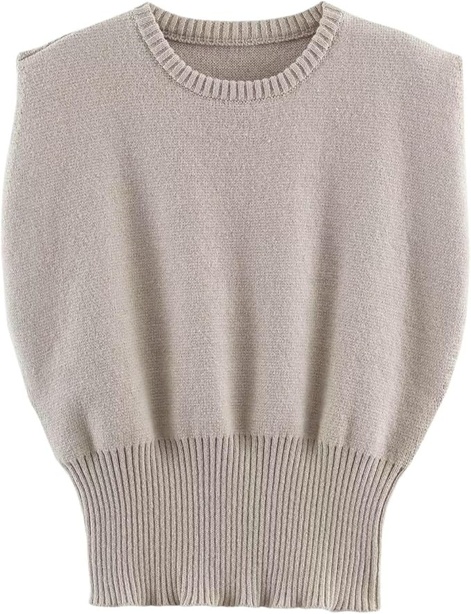 Chevara Women’s Crop Sweater Vest Trendy Crewneck Sleeveless Solid Color Knit Pullover Tank Top... | Amazon (US)