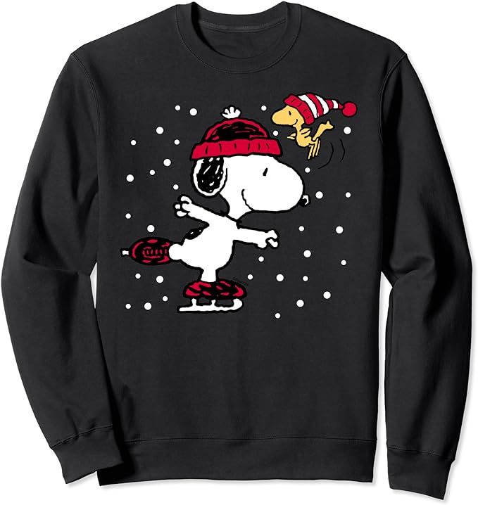 Peanuts Snoopy and Woodstock Skate Holiday Sweatshirt | Amazon (US)