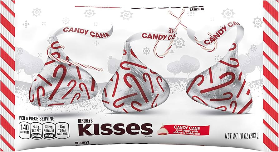HERSHEY'S Kisses Chocolate Hershey Candy Cane, Kisses, Mint, 10 Oz | Amazon (US)