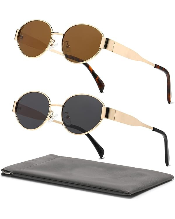 Retro Oval Sunglasses for Women Men Trendy Sun Glasses Classic Shades UV400 Protection | Amazon (US)