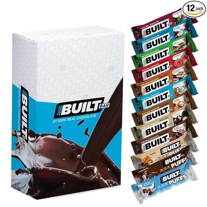 Built Bar Variety 12 Pack High Protein Energy Bars | Gluten Free | Chocolate Covered | Low Carb |... | Amazon (US)
