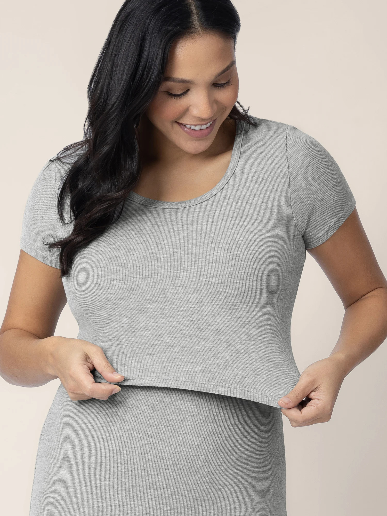 Olivia Ribbed Bamboo 2-in-1 Maternity & Nursing Dress | Grey Heather - Kindred Bravely | Kindred Bravely