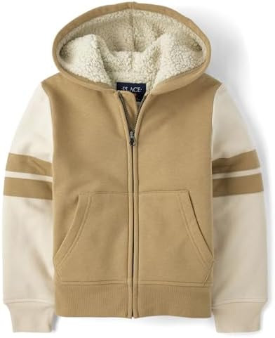 The Children's Place boys Long Sleeve, Sherpa Lined, Zip-front Hoodie Sweatshirt | Amazon (US)
