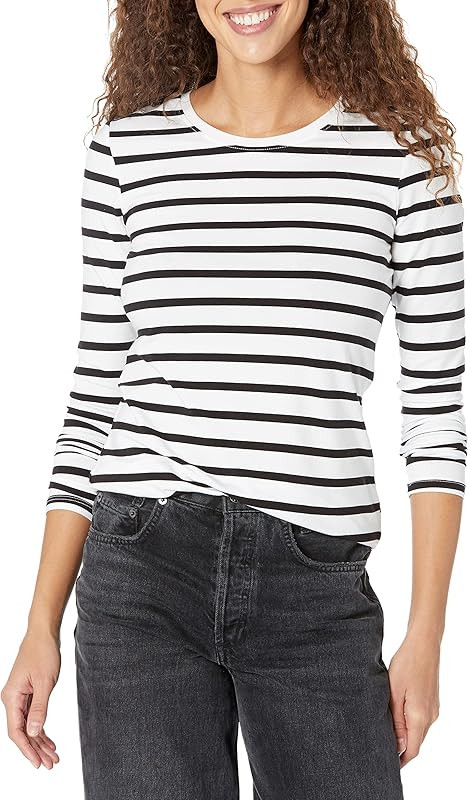 Women's Classic-Fit Long-Sleeve Crewneck T-Shirt (Available in Plus Size) | Amazon (US)