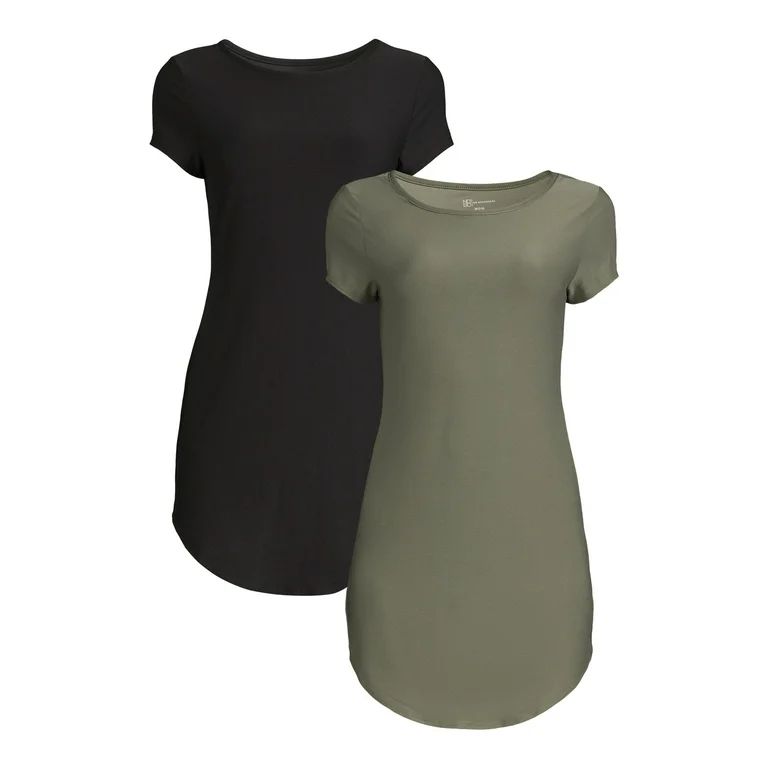 No Boundaries Juniors Shirttail T-Shirt Dress, 2-Pack, Sizes XS-XXXL | Walmart (US)
