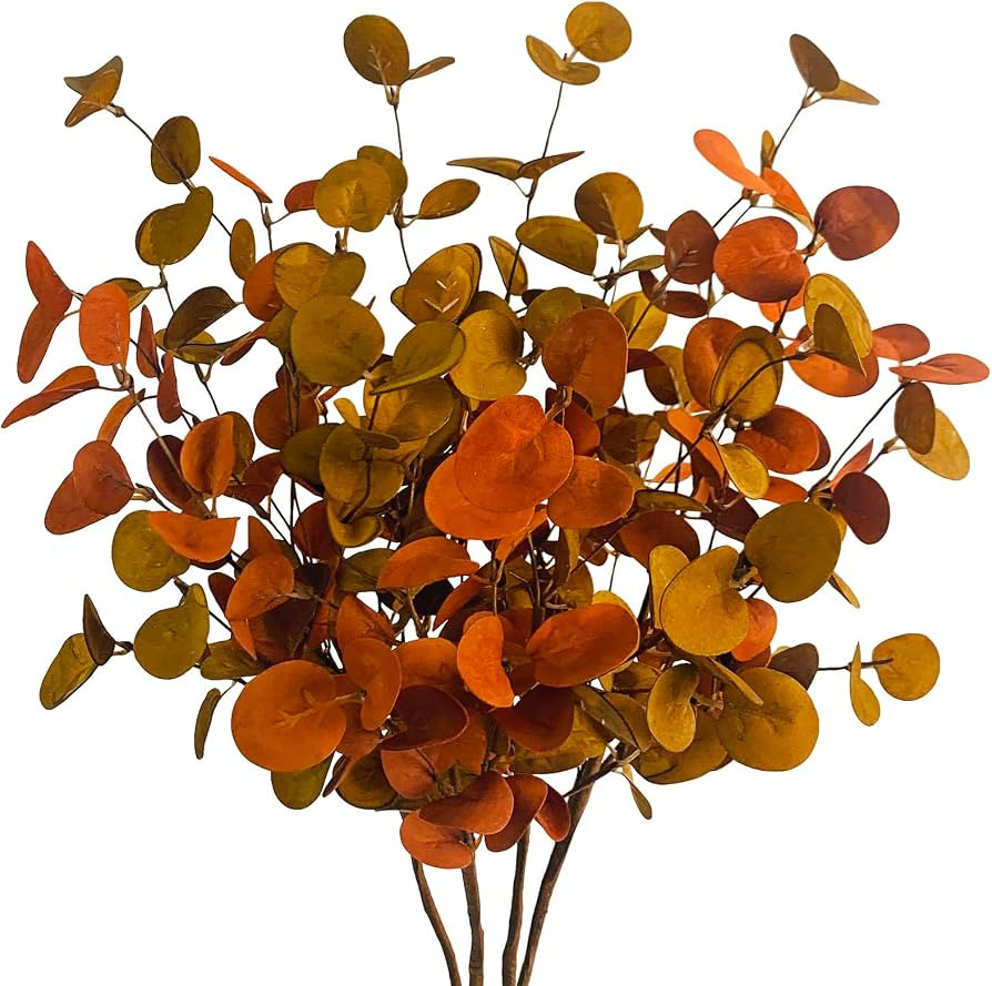 4 Pcs Artificial Fall Eucalyptus Leaves Greenery Stems Plants for Home Floral Arrangement Wedding... | Amazon (US)