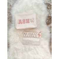 Nylon Cosmetic Bag Personalized Christmas Gift For Her Custom Makeup Pouch With Patches Womens Toiletry | Etsy (US)