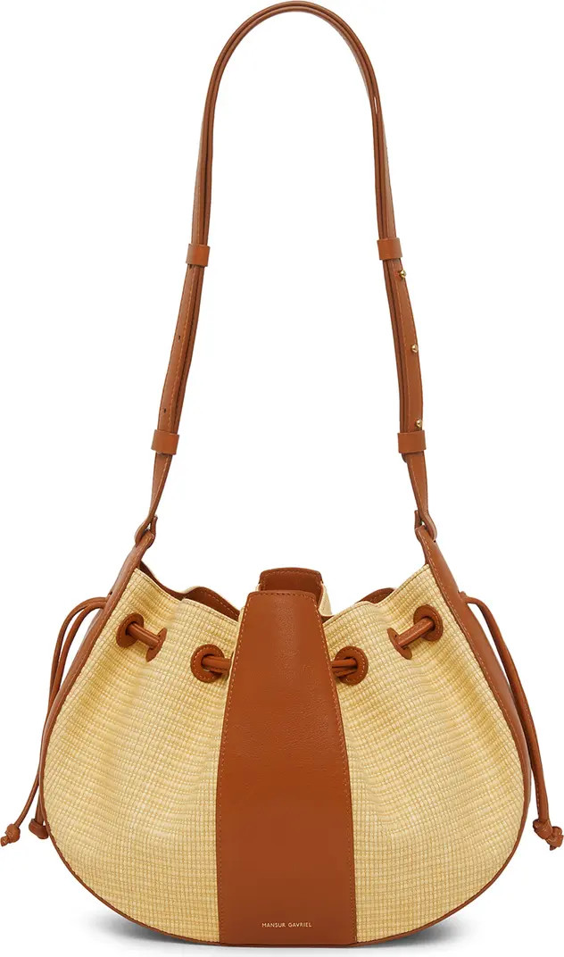 Mansur Gavriel Lilium Straw & Leather Bucket Bag | Nordstrom | Nordstrom