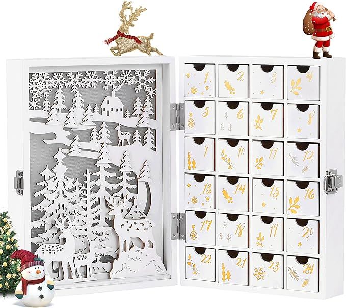 Christmas Wooden Advent Calendar DIY, 2023 Countdown Calendar Book with 24 Drawers for Kids and A... | Amazon (US)