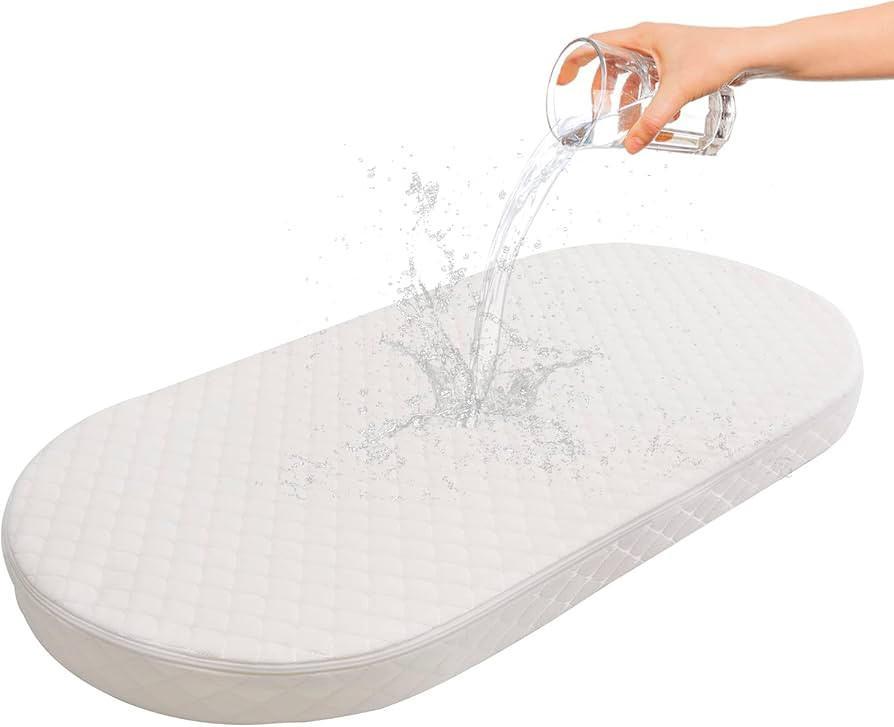Baby Bassinet Mattress, Breathable, Hypoallergenic, Premium Foam, Non-Toxic, Oval Shaped with Rem... | Amazon (US)