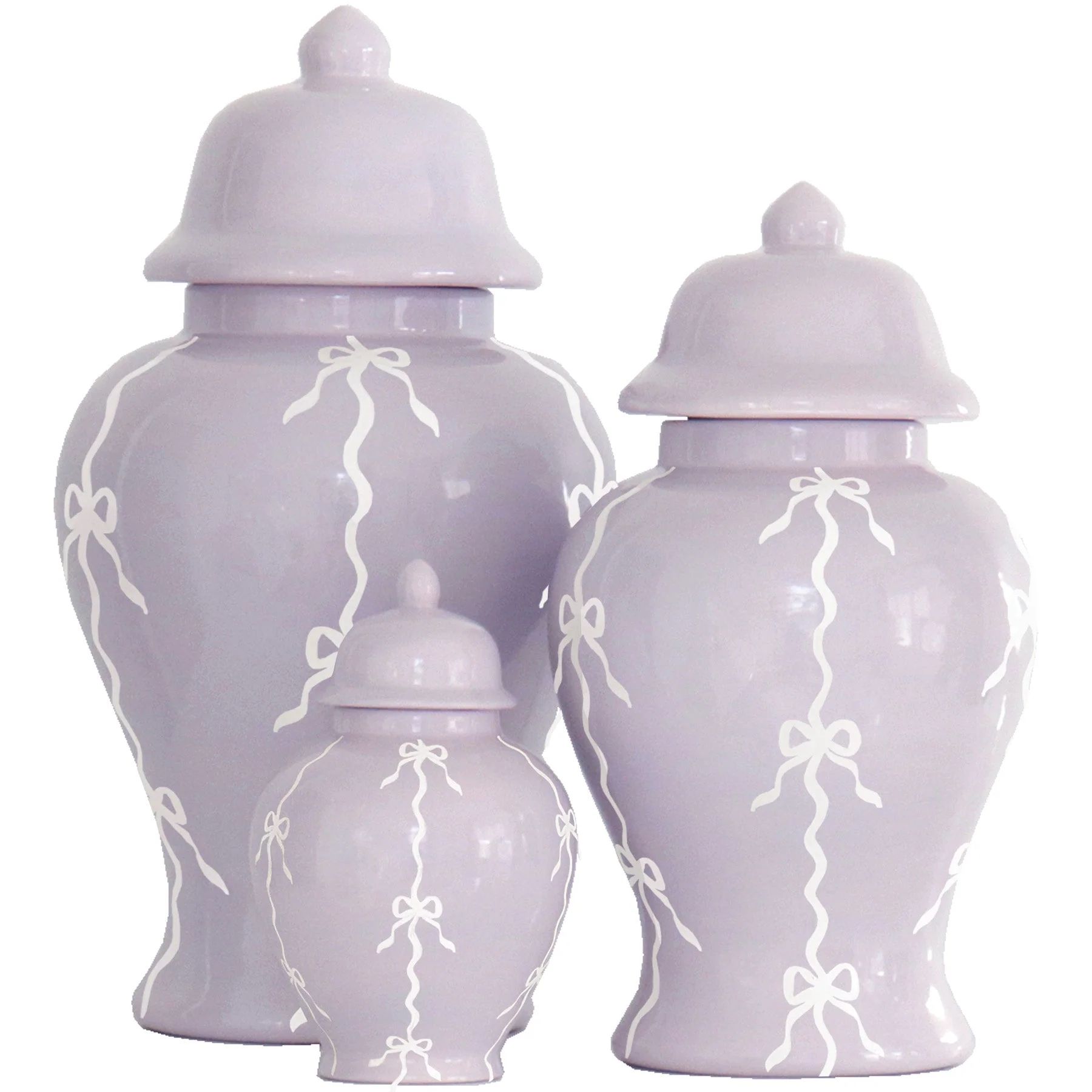 Bow Stripe Ginger Jars in Light Lavender | Ruby Clay Company