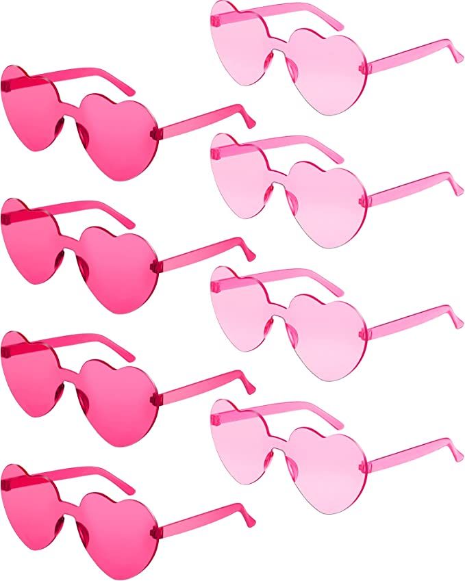 8 Pairs Rimless Sunglasses Heart Shaped Frameless Glasses Trendy Transparent Candy Color Eyewear ... | Amazon (US)