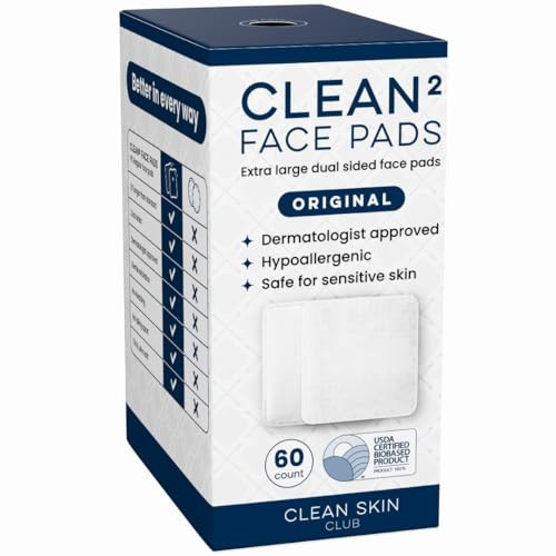 Clean Skin Club Clean² Pads 2.0 [New & Improved Edges] Guaranteed Not to Shed & Tear Face Pads, Unique Triple Layers, Textured & Ultra Soft Side, Organic Disposable Cotton, Pair with Makeup Remover | Amazon (US)