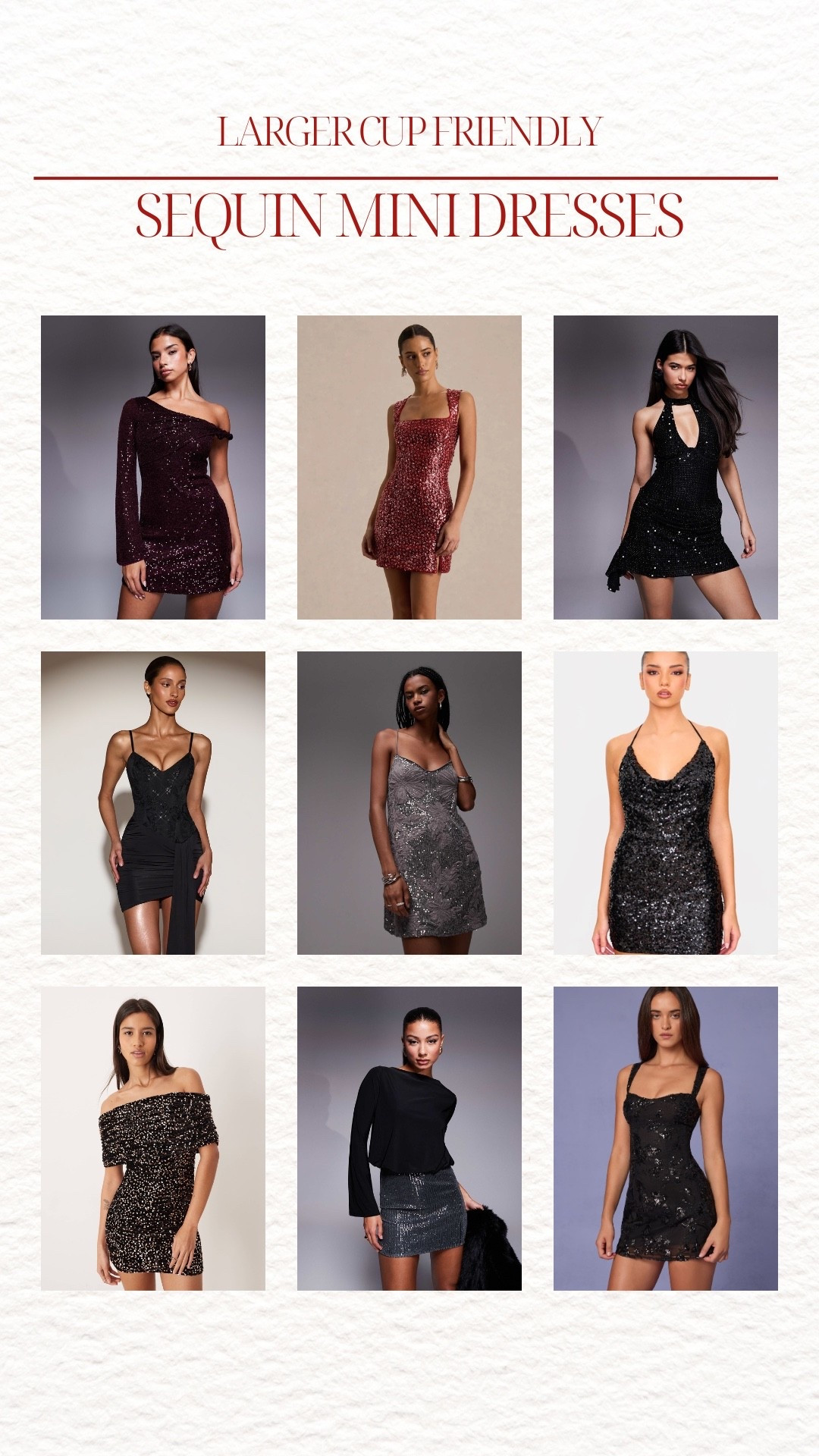 Larger cup size friendly sequin mini dresses!

#LTKdatenight #LTKeurope #LTKuk
