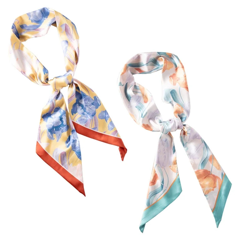 Curve Muse Long Neckerchief Pure Skinny Scarf Necktie Handbag Wrap Handle Belt-2 Pack-Pack C | Walmart (US)