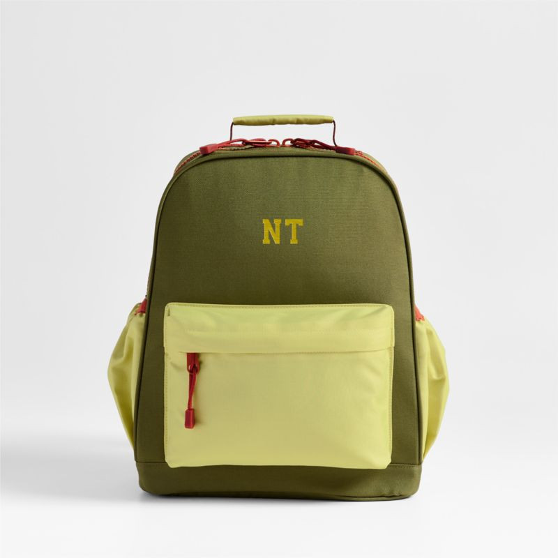 Dreamer Green Colorblock Medium Kids Backpack with Side Pockets | Crate & Kids | Crate & Barrel