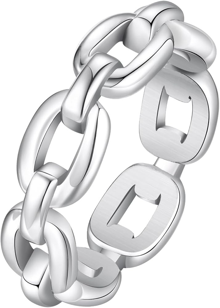 VNOX 18K Gold Plated/Silver Stainless Steel Cuff Link Ring for Women | Amazon (US)