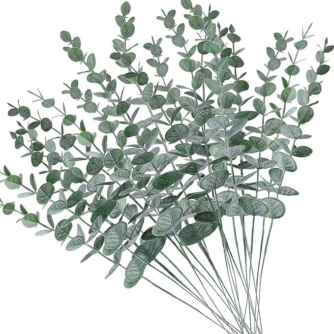 Amazon.com: AUMVEYI 20pcs Faux Eucalyptus Stems Flowers Short Artificial Eucalyptus Greenery Stem... | Amazon (US)