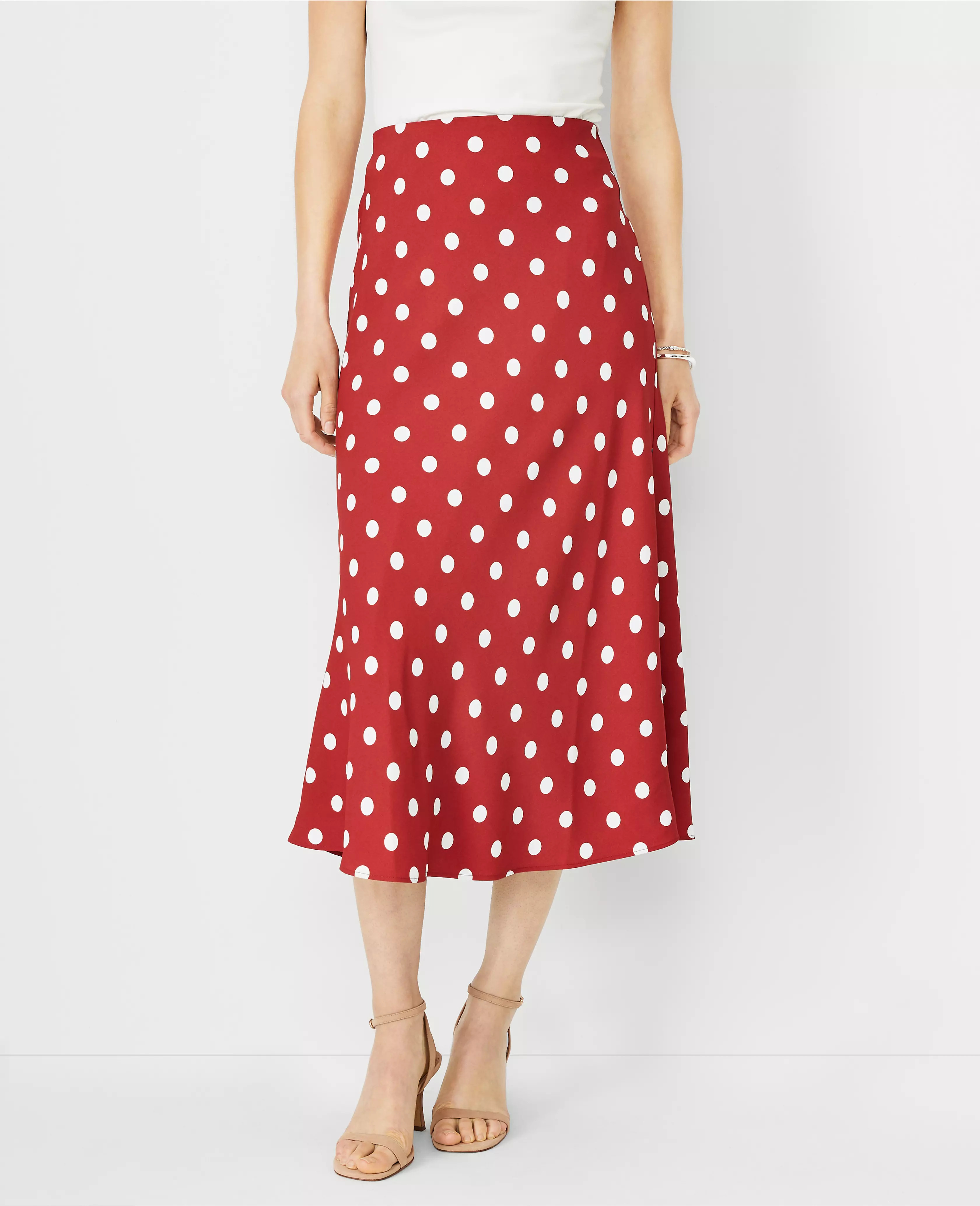 Dot Bias Midi Slip Skirt | Ann Taylor (US)