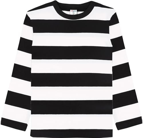 COSLAND Boys and Toddlers' Long Sleeve Striped T-Shirt, Cotton, Kids' Crew Neck Tee, 2T-Large | Amazon (US)