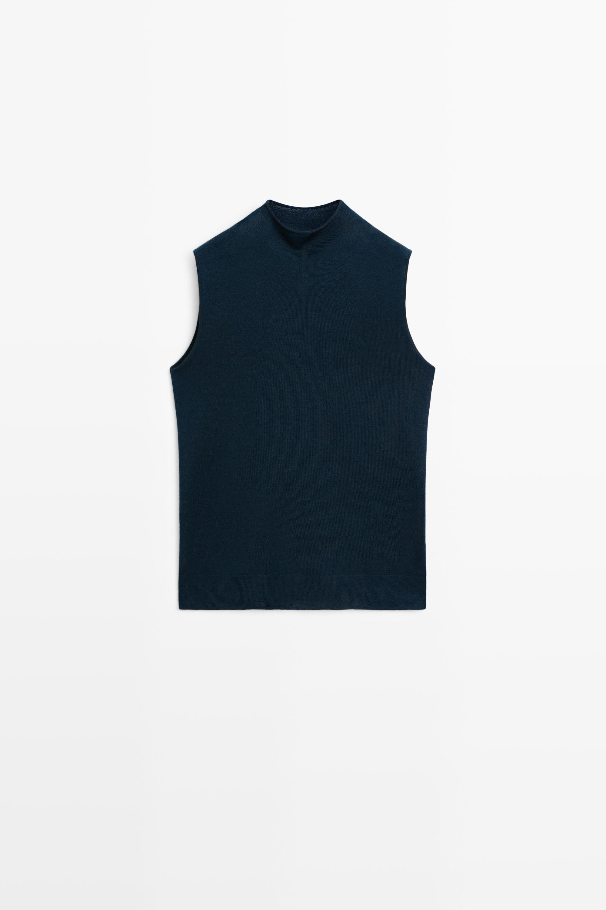 100% wool mock turtleneck knit top | Massimo Dutti UK