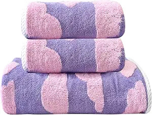 3-Piece Towels Set Decorative Cloud Pattern Towels Super Soft & Absorbent Washcloths Velvet Quick... | Amazon (US)