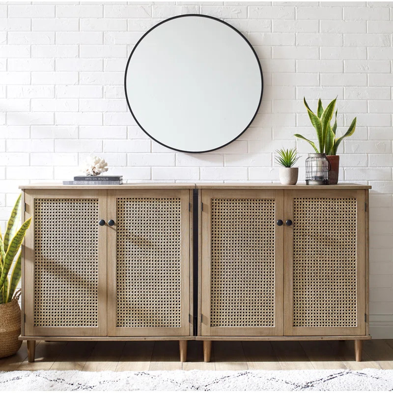 Coons 31.5'' 4 Door Natural Rattan Solid Wood Sideboard (Set of 2) | Wayfair North America
